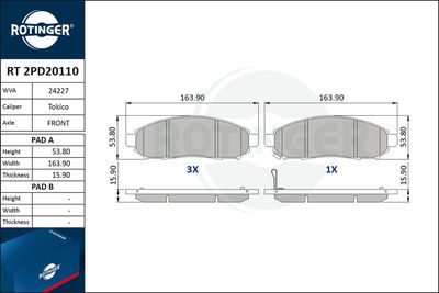 RT2PD20110 ROTINGER Комплект тормозных колодок, дисковый тормоз