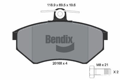 BPD1284 BENDIX Braking Комплект тормозных колодок, дисковый тормоз