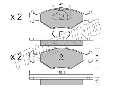 0593 TRUSTING Комплект тормозных колодок, дисковый тормоз