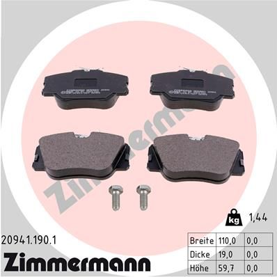 209411901 ZIMMERMANN Комплект тормозных колодок, дисковый тормоз