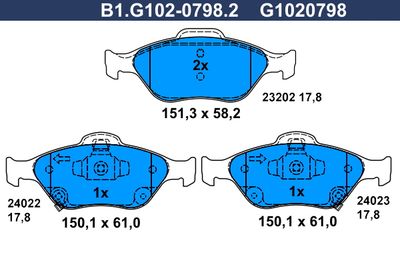 B1G10207982 GALFER Комплект тормозных колодок, дисковый тормоз