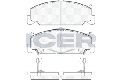 180961 ICER Комплект тормозных колодок, дисковый тормоз
