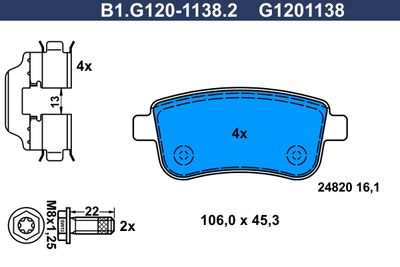 B1G12011382 GALFER Комплект тормозных колодок, дисковый тормоз