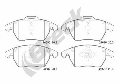246960070100 BRECK Комплект тормозных колодок, дисковый тормоз