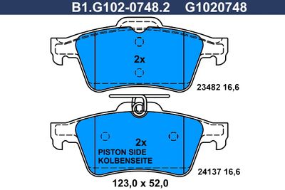 B1G10207482 GALFER Комплект тормозных колодок, дисковый тормоз