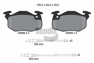 BPD1536 BENDIX Braking Комплект тормозных колодок, дисковый тормоз