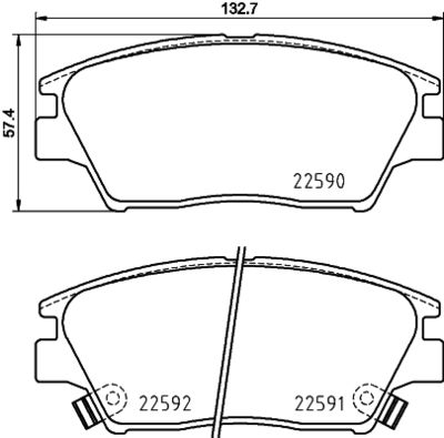 8DB355025741 HELLA Комплект тормозных колодок, дисковый тормоз