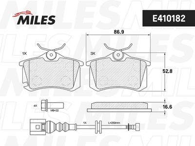 E410182 MILES Комплект тормозных колодок, дисковый тормоз