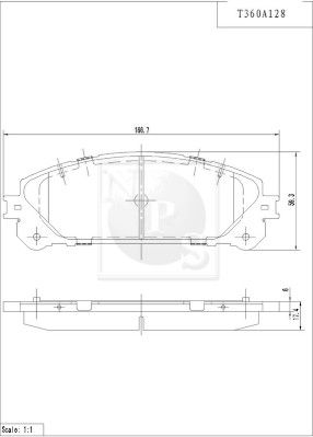 T360A128 NPS Комплект тормозных колодок, дисковый тормоз