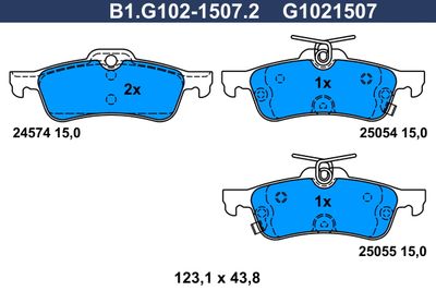 B1G10215072 GALFER Комплект тормозных колодок, дисковый тормоз