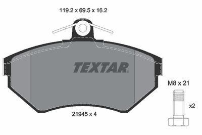 2194502 TEXTAR Комплект тормозных колодок, дисковый тормоз