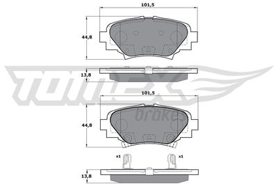 TX1724 TOMEX Brakes Комплект тормозных колодок, дисковый тормоз