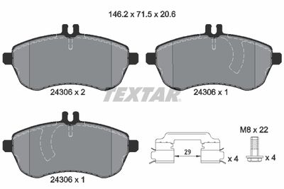 2430682 TEXTAR Комплект тормозных колодок, дисковый тормоз