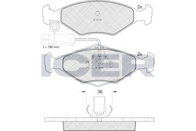 181603 ICER Комплект тормозных колодок, дисковый тормоз