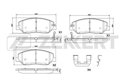 BS1291 ZEKKERT Комплект тормозных колодок, дисковый тормоз