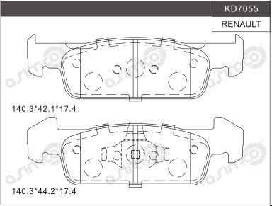 KD7055 ASIMCO Комплект тормозных колодок, дисковый тормоз