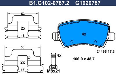 B1G10207872 GALFER Комплект тормозных колодок, дисковый тормоз