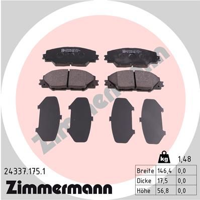 243371751 ZIMMERMANN Комплект тормозных колодок, дисковый тормоз