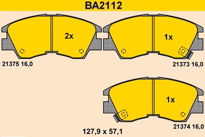 BA2112 BARUM Комплект тормозных колодок, дисковый тормоз