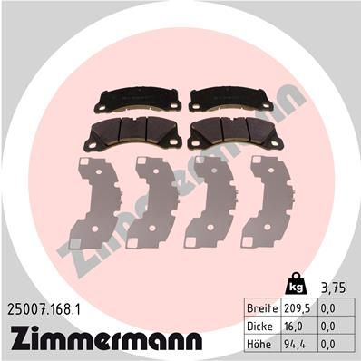 250071681 ZIMMERMANN Комплект тормозных колодок, дисковый тормоз