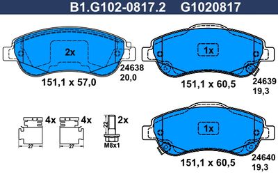 B1G10208172 GALFER Комплект тормозных колодок, дисковый тормоз