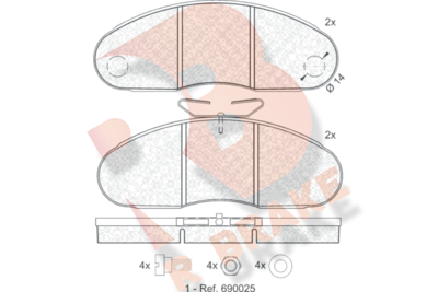 RB0834 R BRAKE Комплект тормозных колодок, дисковый тормоз