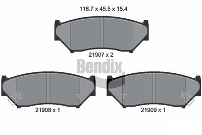 BPD1862 BENDIX Braking Комплект тормозных колодок, дисковый тормоз