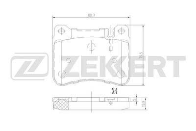 BS1208 ZEKKERT Комплект тормозных колодок, дисковый тормоз