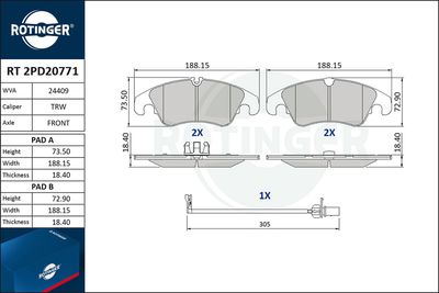 RT2PD20771 ROTINGER Комплект тормозных колодок, дисковый тормоз