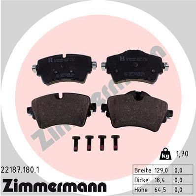 221871801 ZIMMERMANN Комплект тормозных колодок, дисковый тормоз