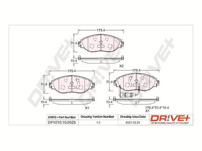 DP1010100925 Dr!ve+ Комплект тормозных колодок, дисковый тормоз