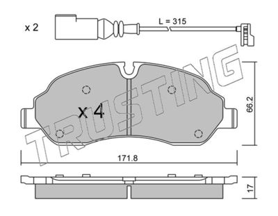 10560 TRUSTING Комплект тормозных колодок, дисковый тормоз