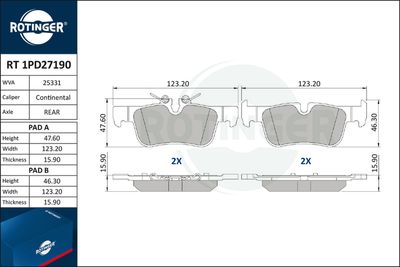 RT1PD27190 ROTINGER Комплект тормозных колодок, дисковый тормоз