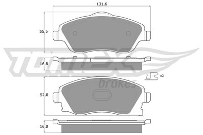 TX1219 TOMEX Brakes Комплект тормозных колодок, дисковый тормоз