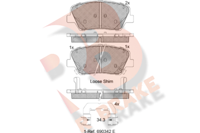 RB2147 R BRAKE Комплект тормозных колодок, дисковый тормоз