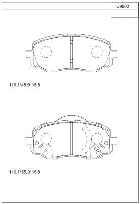 KD9002 ASIMCO Комплект тормозных колодок, дисковый тормоз