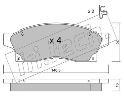 4600 fri.tech. Комплект тормозных колодок, дисковый тормоз