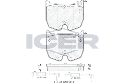 181591 ICER Комплект тормозных колодок, дисковый тормоз