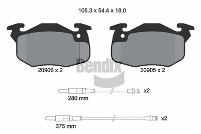 BPD1538 BENDIX Braking Комплект тормозных колодок, дисковый тормоз