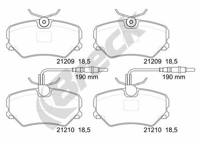 212090050110 BRECK Комплект тормозных колодок, дисковый тормоз