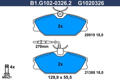 B1G10203262 GALFER Комплект тормозных колодок, дисковый тормоз