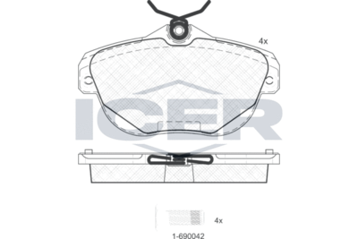181768 ICER Комплект тормозных колодок, дисковый тормоз