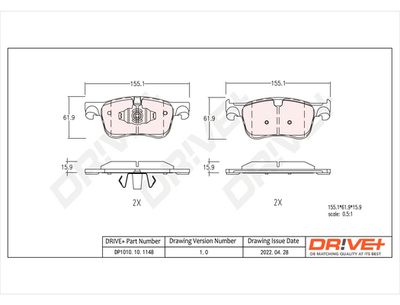 DP1010101148 Dr!ve+ Комплект тормозных колодок, дисковый тормоз