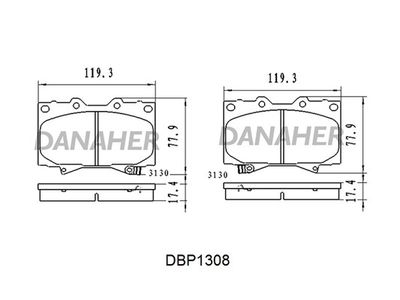 DBP1308 DANAHER Комплект тормозных колодок, дисковый тормоз