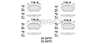 AB0257 BRAXIS Комплект тормозных колодок, дисковый тормоз