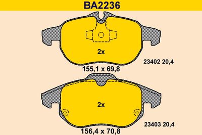 BA2236 BARUM Комплект тормозных колодок, дисковый тормоз