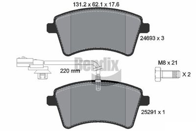 BPD1382 BENDIX Braking Комплект тормозных колодок, дисковый тормоз