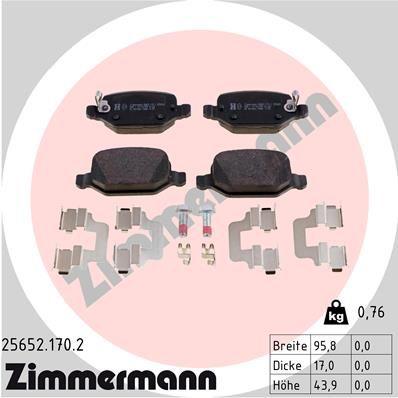 256521702 ZIMMERMANN Комплект тормозных колодок, дисковый тормоз