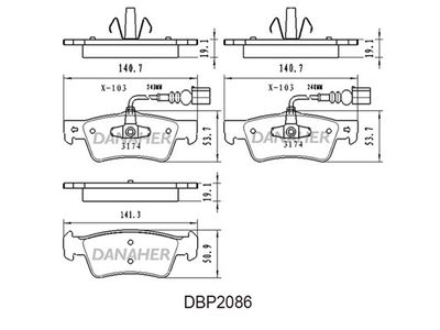 DBP2086 DANAHER Комплект тормозных колодок, дисковый тормоз