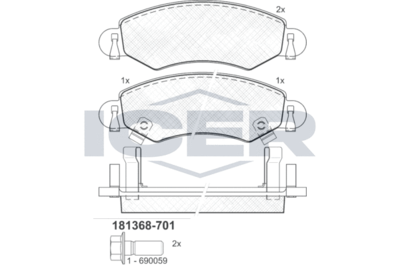 181368701 ICER Комплект тормозных колодок, дисковый тормоз